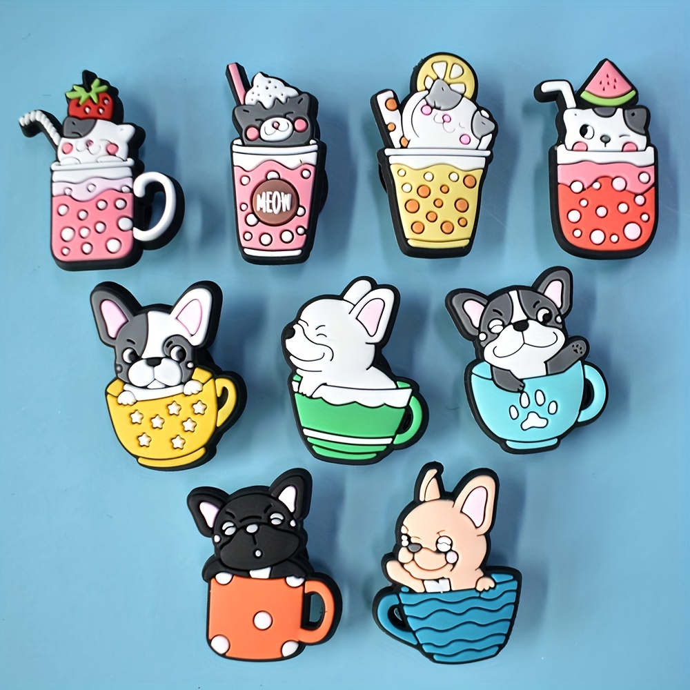 

19pcs/set Cute Cartoon Cat Ice Cream Pet Elements Cup Dog Shoe Charms, Soft Plastic Sandal Buckle Decorations