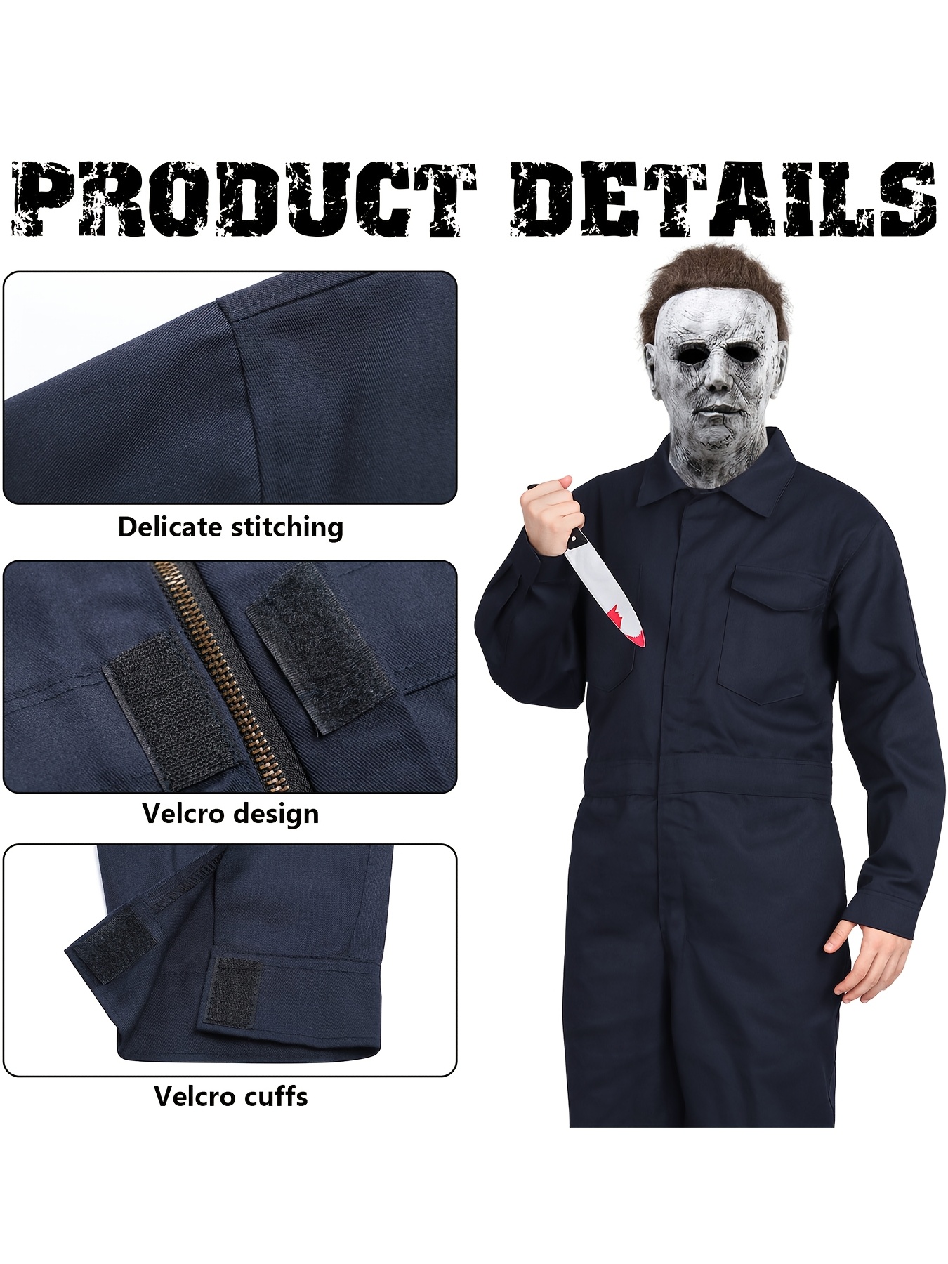 mens horror movie costume full zipper closure work overalls Temu