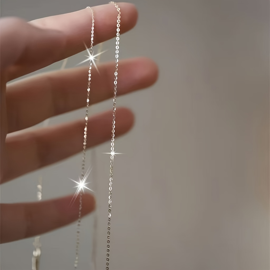 TEMU 1pc Cadena Elegante y para Mujer con Eslabón en O, Grosor de 1mm - Estilo Simple e Ideal Para | Regalo del Valentín/ Accesorio Presente Festivo