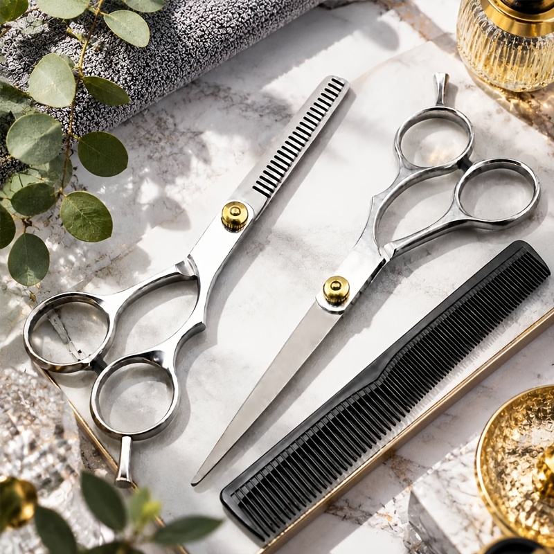 TEMU 2pcs Hair Clipper Set + 1 Comb, Includes A Professional Hair Clipper And A Unique Flat-tooth Magic Scissor, Convenient For Trimming Bangs At