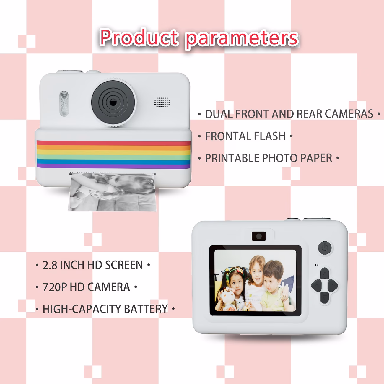 fotocamera instantanea per bambini con selfie e video 1080p - stampante fotografica per ragazzi e ragazze 4+, fotocamera digitale con carta fotografica istantanea, compatibile con iphone/simili (etĆ 4+) Dettagli dell'articolo 2