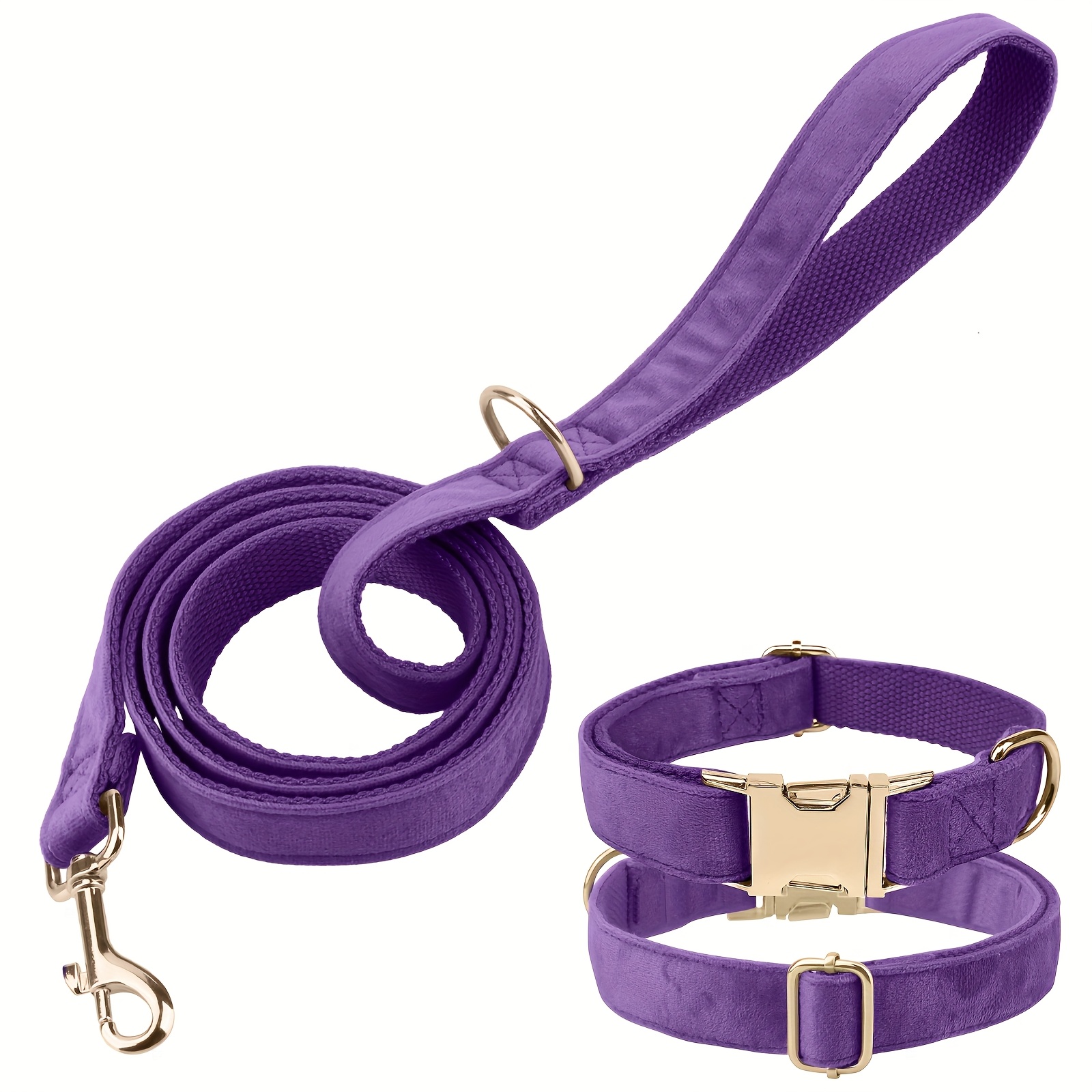 Velvet Dog Collar & Leash Set, Multi-Color Trendy Matching