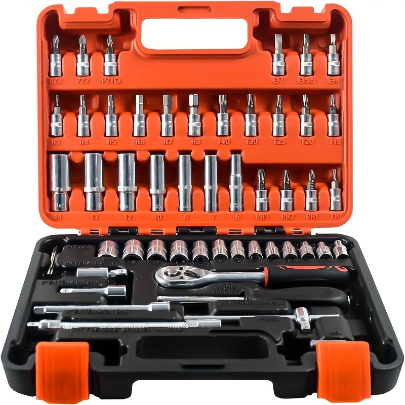

Ratchet Socket Wrench 53 Piece Set, Tool Repair, Automotive Toolbox, Multifunctional Set