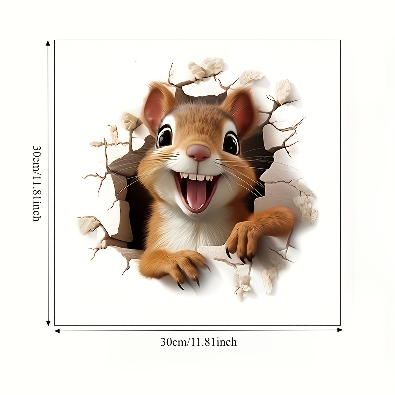 Image of 1pc 3d Cute Squirrel Wall Sticker, Bathroom Toilet Tank Self-adhesive Decor, Door Decoration, Home Aesthetic Decor, Room Decor, Home Decor