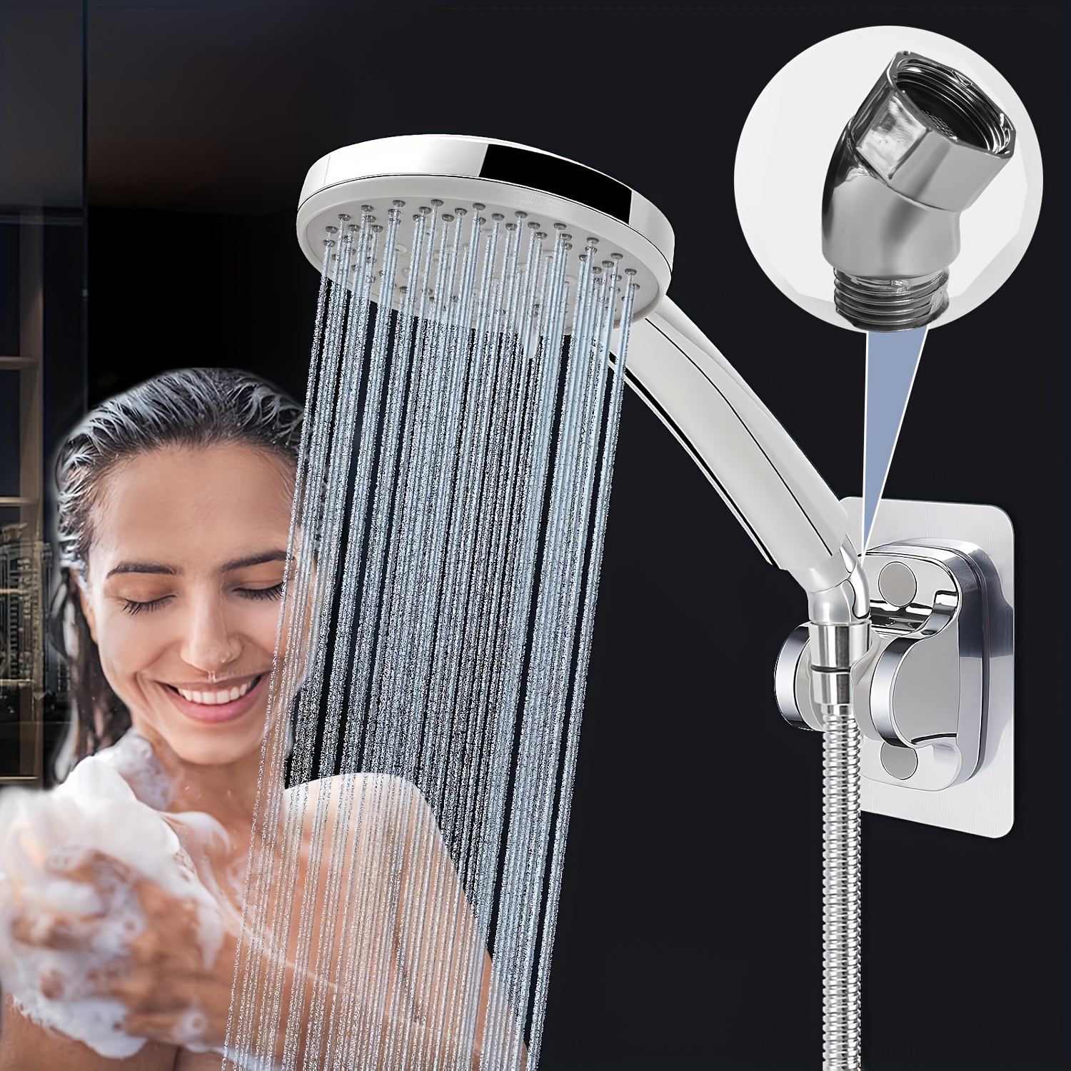 Image of Shower Angle Adjuster, 135 Degree Adjustable Shower Angle Connector, 4 Inch Brass Swivel Elbow For Ceiling Shower Head & Handheld Sprayer, Bathroom Shower Arm Extension Adapter
