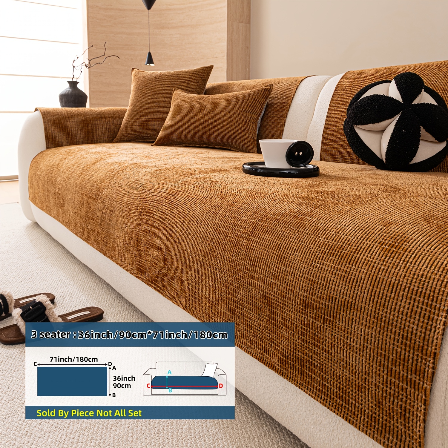 TEMU 1pc Modern And Simple Chenille Sofa Cushion, Pet-friendly, And Optional, Non-slip, Machine Washable, Suitable For 1-4-person Sofas, Used For