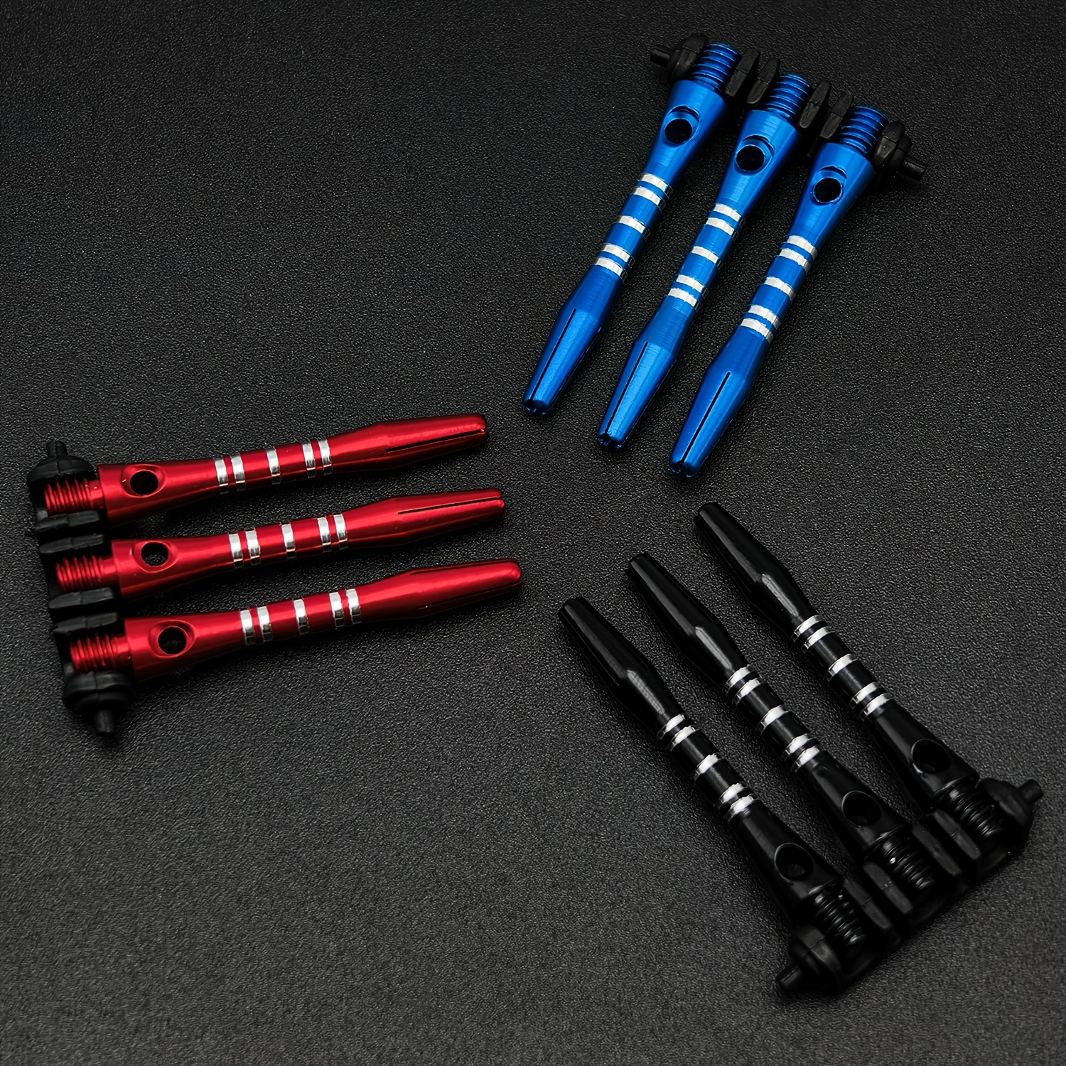 9pcs Colored Carved Aluminum 2BA Dart Shafts