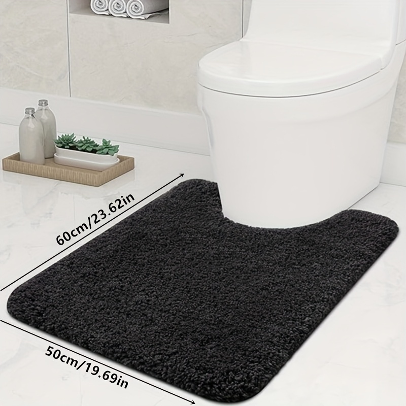 Ensemble De Toilette 3 Pièces Bleu Foncé - Tapis De Bain, Tapis Toilette En U Et Couvre-toilette élastique - Anti-dérapant, Absorbant
