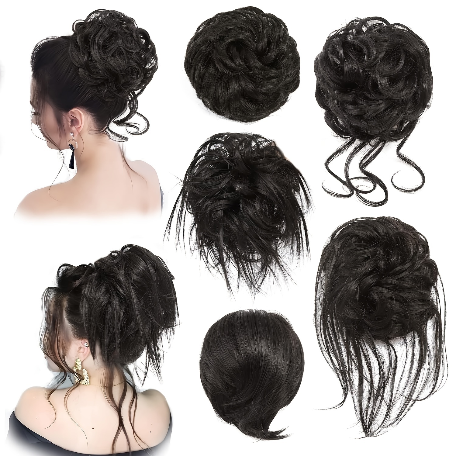 

Messy Hair Bun Hair Piece For Women Short Bun Tousled Synthetic Scrunchies Hairpiece For Women Girls (5pcs)