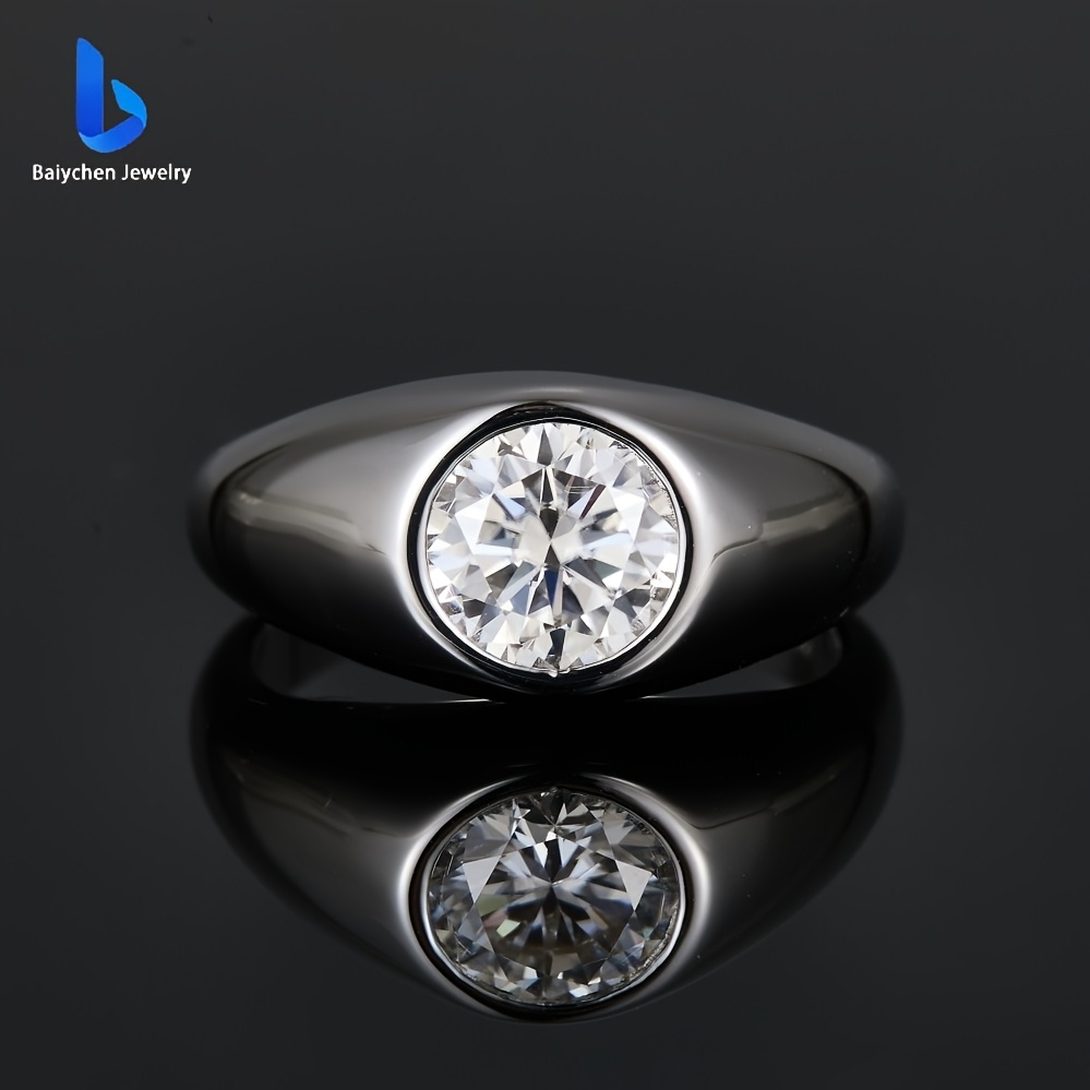 Image of 1pc S925 925 Silver Ring With 3-carat Moissanite, Unisex, Suitable For Birthday Parties, Proposals, Engagements, And Daily Wear. Perfect Gift For On Holidays