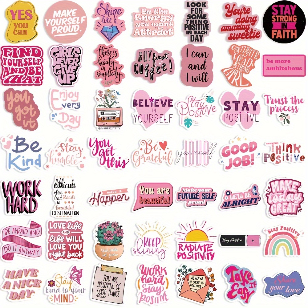 Inspirational Pvc Stickers Cartoon Motivational Quotes Self - Temu