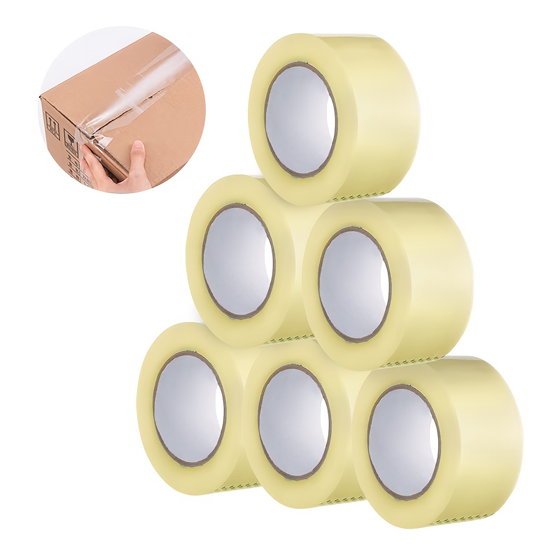 TEMU 6pcs Packing Tape Secure Sticky Sealing Tape For Boxes Cartons Postage 4.8cm*75m Clear Packing Carton Sealing Tape