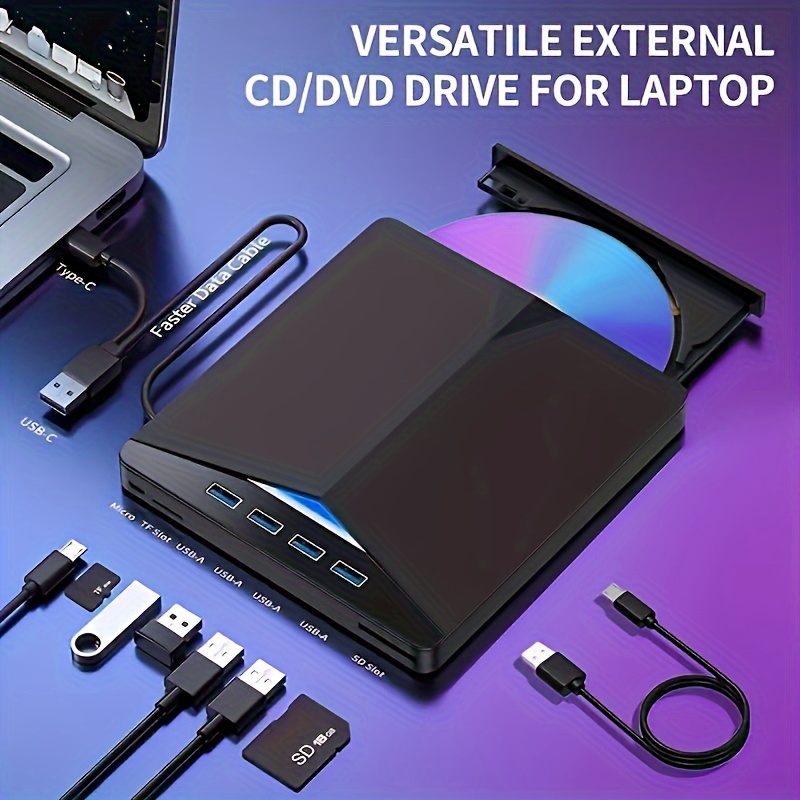 7 in 1 ポータブル 超高速 usb 3.0 cd/dvd ドライブ 簡単に焼き付け