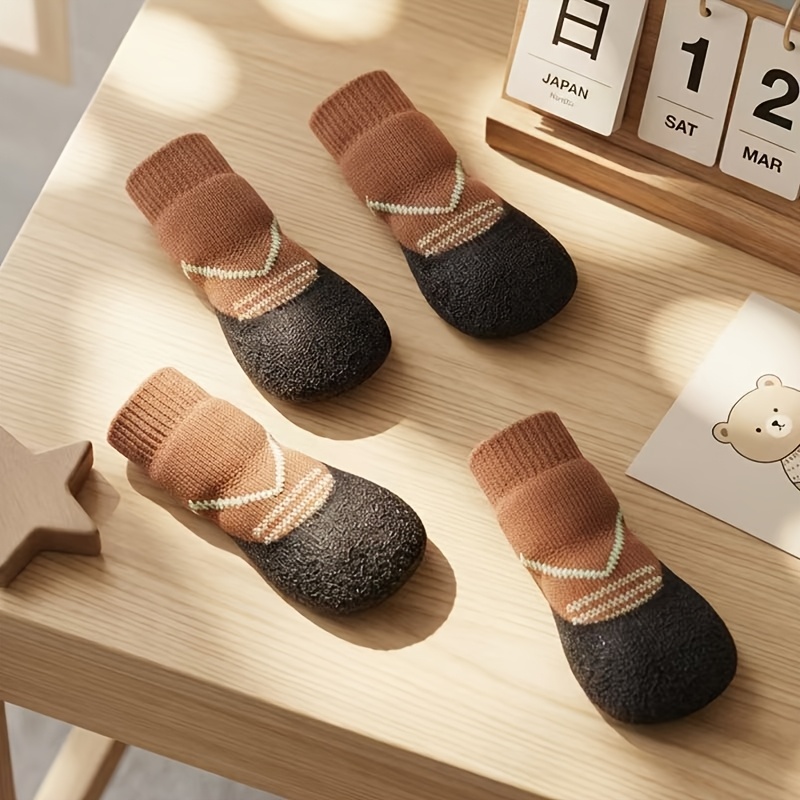 TEMU Chaussettes Antidérapantes Respirantes Anti-Salissures pour Chien, Bottines pour Animaux de Compagnie, Chaussures d'Extérieur, Chaussettes pour