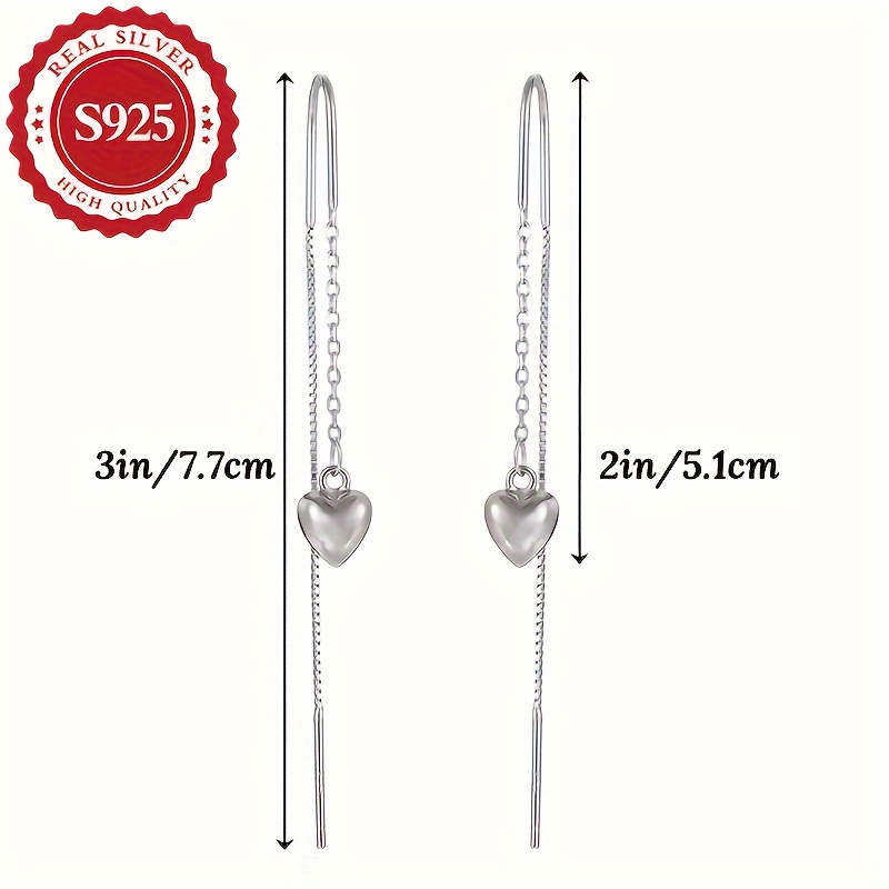Heart Shape Dangle Earrings S925 Silver