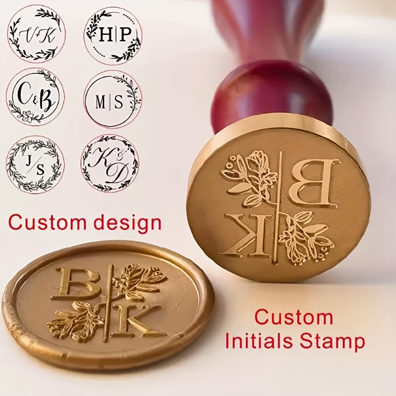 

Briartw Personalized Copper Wax Seal Stamp Kit - Custom Monogram For Wedding Invitations, Crafting, Envelope Sealing, Gift Wrapping - Metal Handle - Tube Container