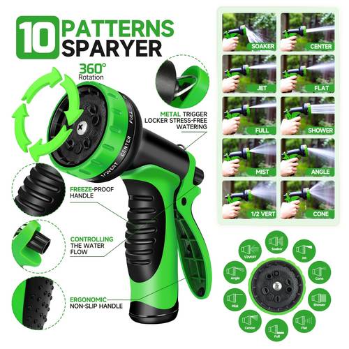 25 50 75 100 150ft stainless steel garden water hose 10 gun 3 anti leak mat pieces