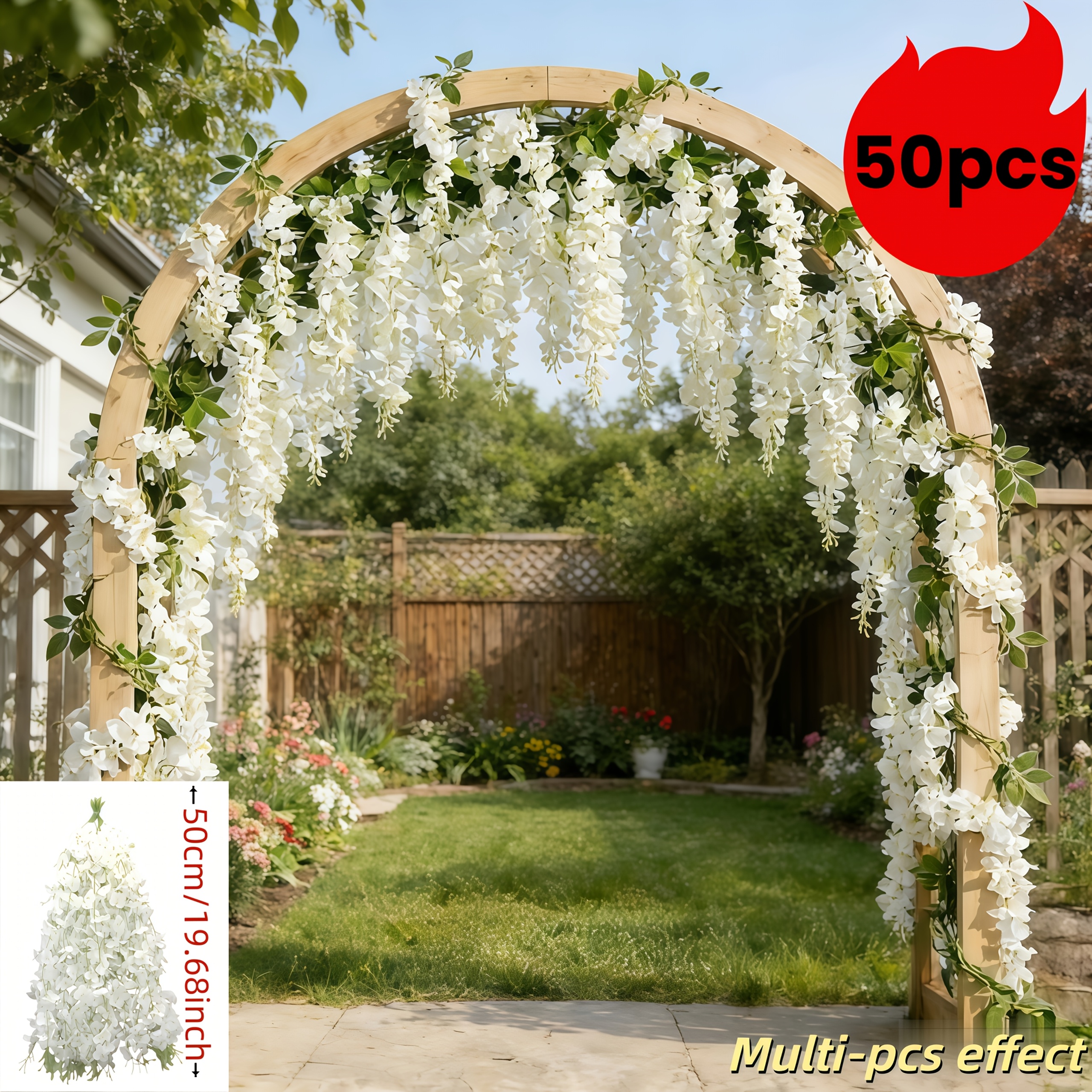 Image of 50pcs Of Elegant Artificial Wisteria Flowers, Featuring High-quality Dense Flower Clusters And A Lifelike Design. With Delicate Texture And Full, Realistic , Are Ideal For Home , Holiday Decorations