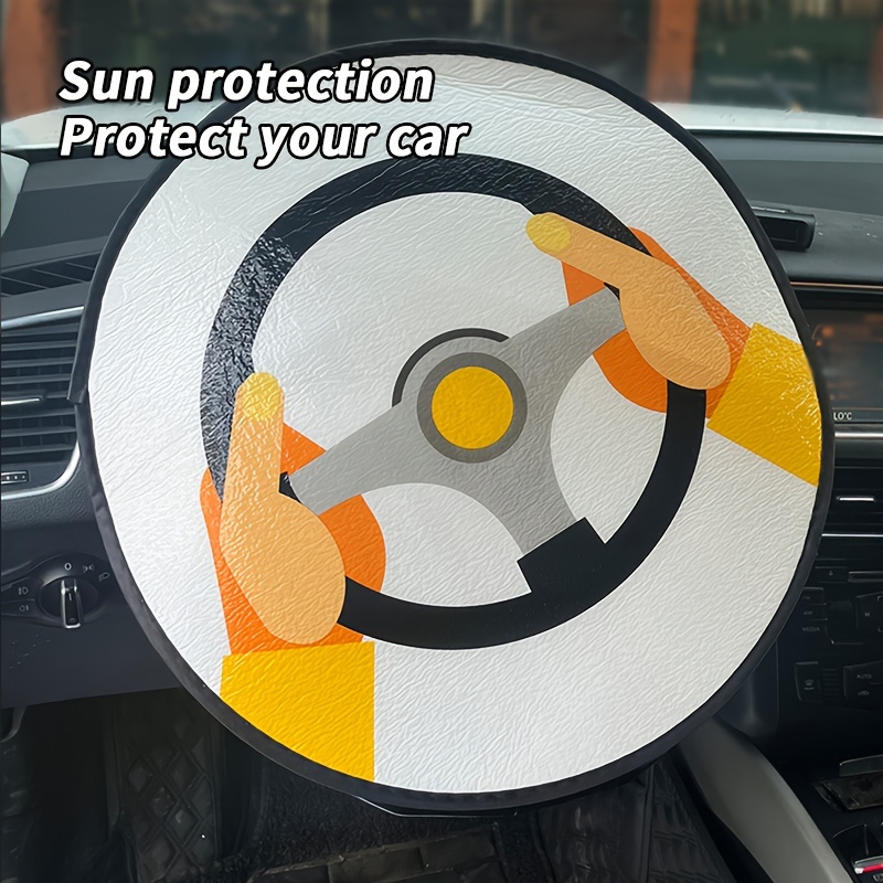 

Cartoon-themed Car Steering Wheel Cover - Aluminum, No Inner Ring, Sun Protection & Heat Insulation For Summer