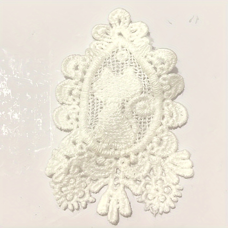 5pcs Lace Embroidered Applique Patchs Hollow Out Cat Pattern For Crafts Curtain Dress Trimmings Trims Sewing On