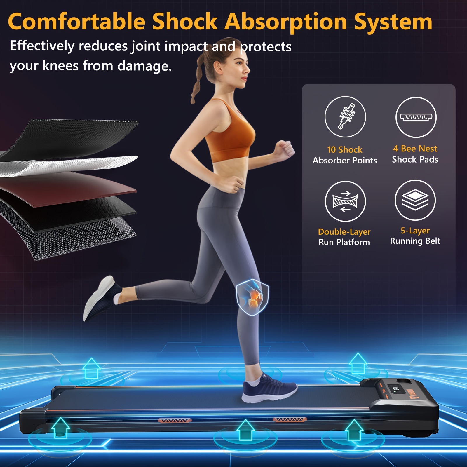 portable under desk treadmill for home office walking pad 2 in 1 with remote control led display and low noise 2 5hp motor ideal for walking and jogging details 2