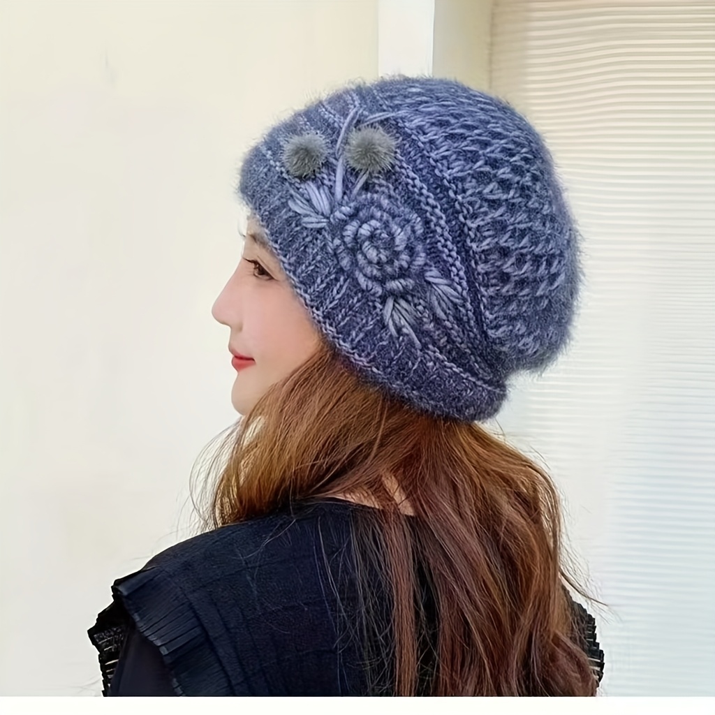 womens elegant beanie hat floral pattern Temu Republic of Korea