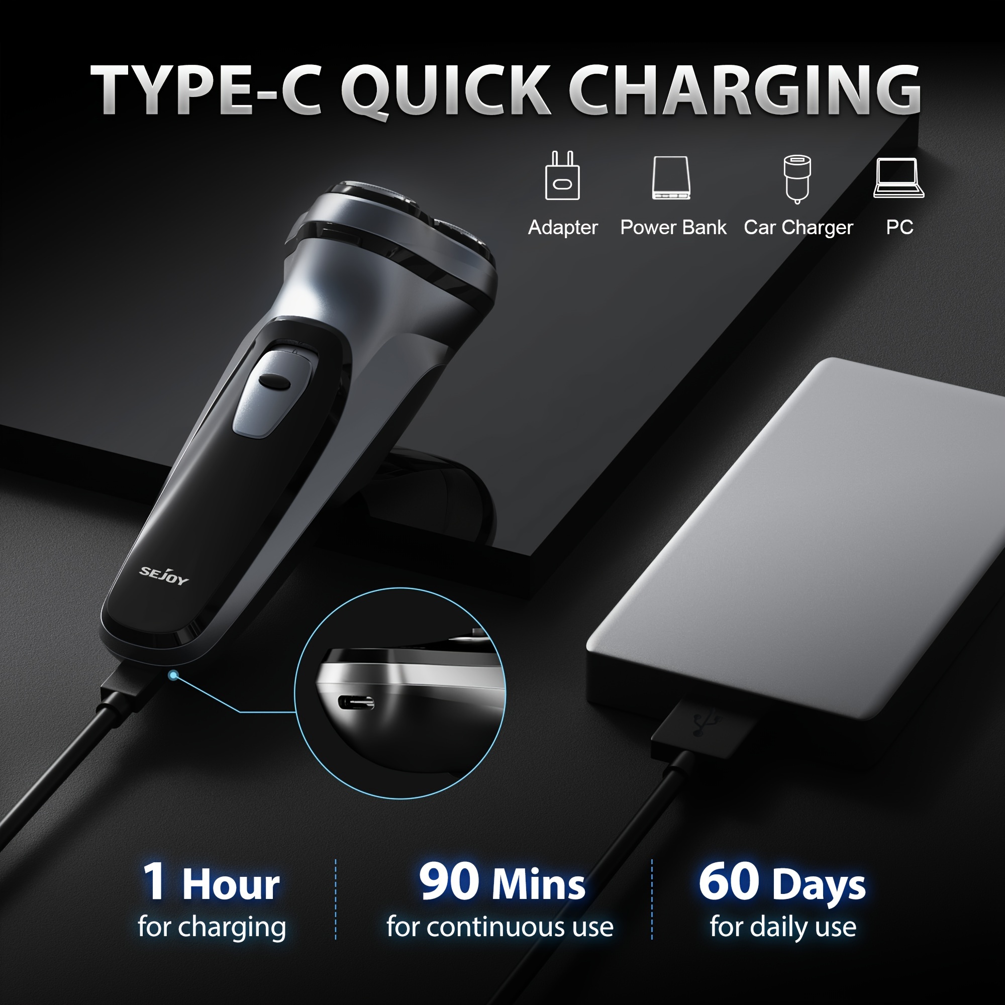 [3D Floating Head] Electric Razor for Men, Electric Face Shaver, Cordless Washable Rechargeable Shaving Machines, Advanced Dry&Wet, Pop-up Trimmer, Fast Charging, Best Gift