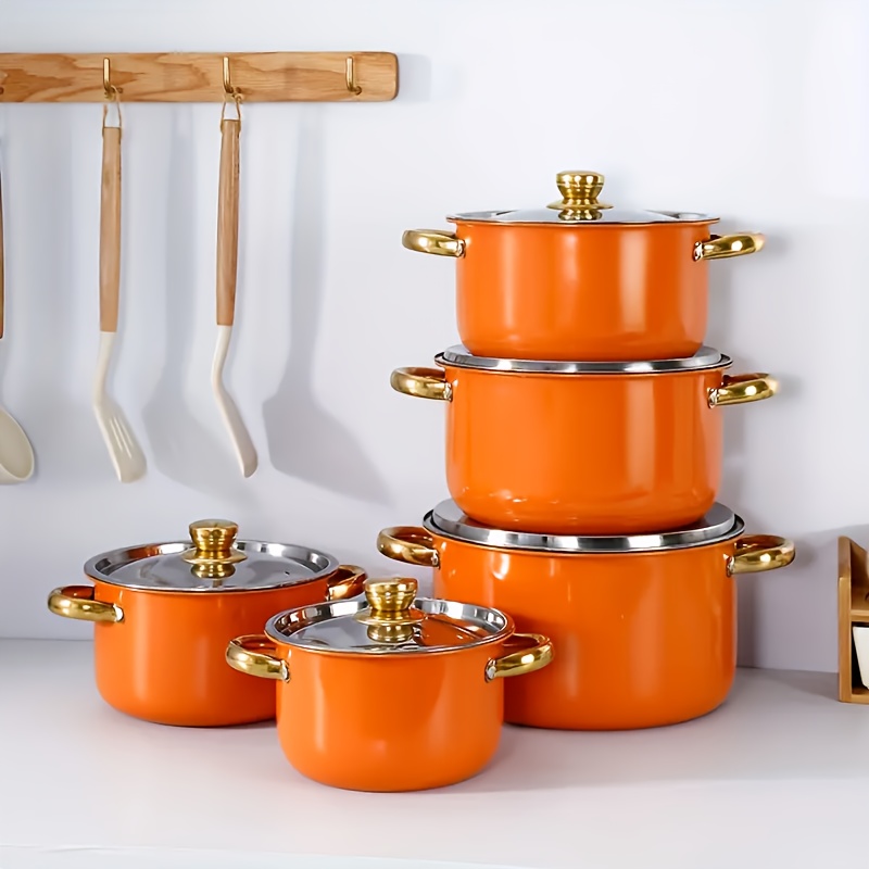 10pcs stainless steel cookware set durable thickened design 10pcs cookware set made of stainless steel non stick durable ideal for dorms and camping non stick pots and pan set oven dishwasher safe for induction cooktops  
