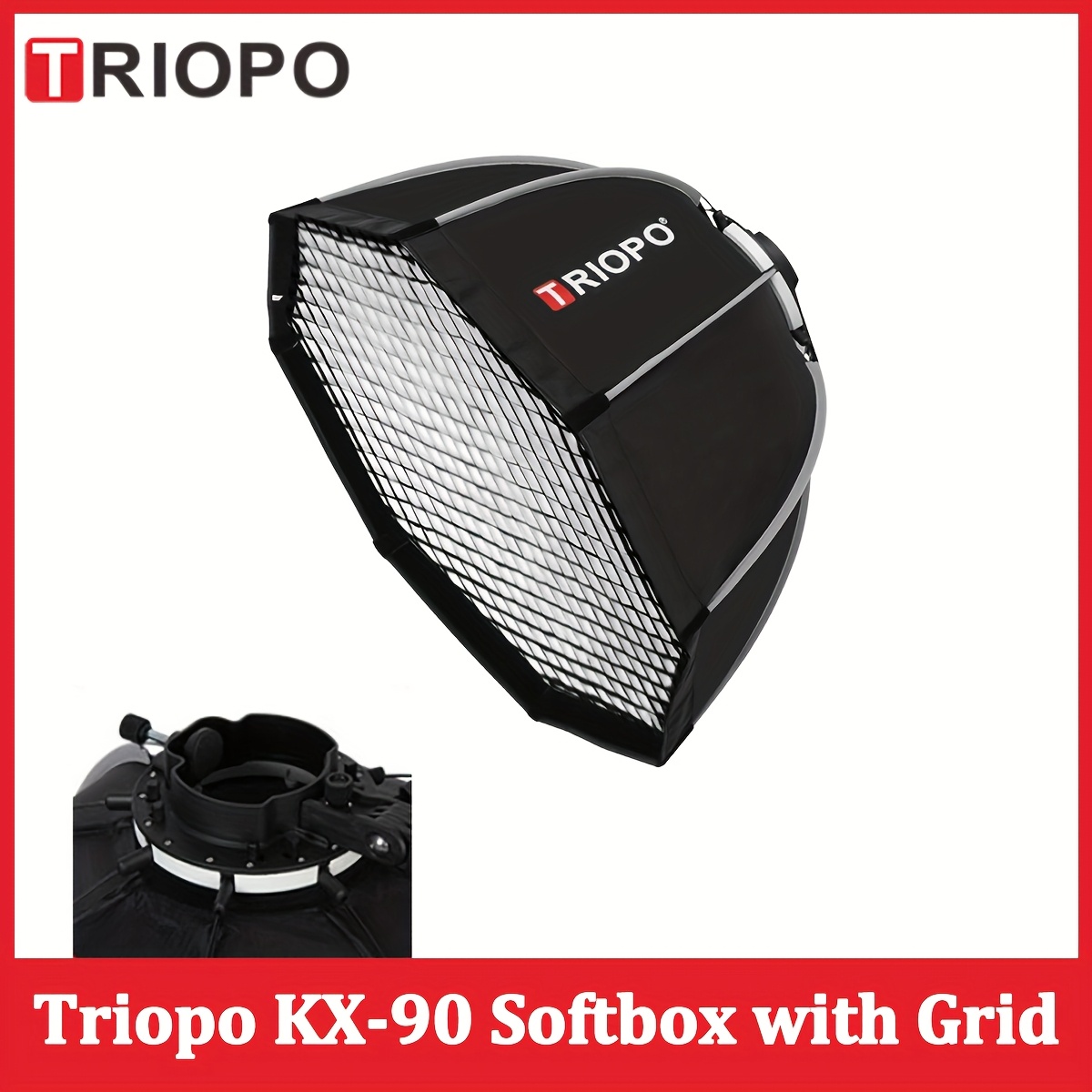   kx-90 softbox עם רשת - softbox צילום נייד בגודל 8 אינץ עם רשת חלת דבש, אידיאלי לגודוק v1 ad200pro וראשי פלאש עגולים, softbox עם רשת | softbox נייד | עיצוב עמיד, softbox לצילום פרטים 5