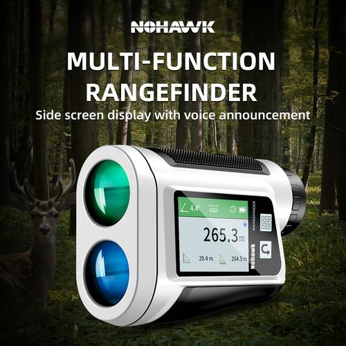 1000 laser rangefinder with screen speed angle area measurement voice guidance usb rechargeable 6x magnification slope flag locking range finder for hunting