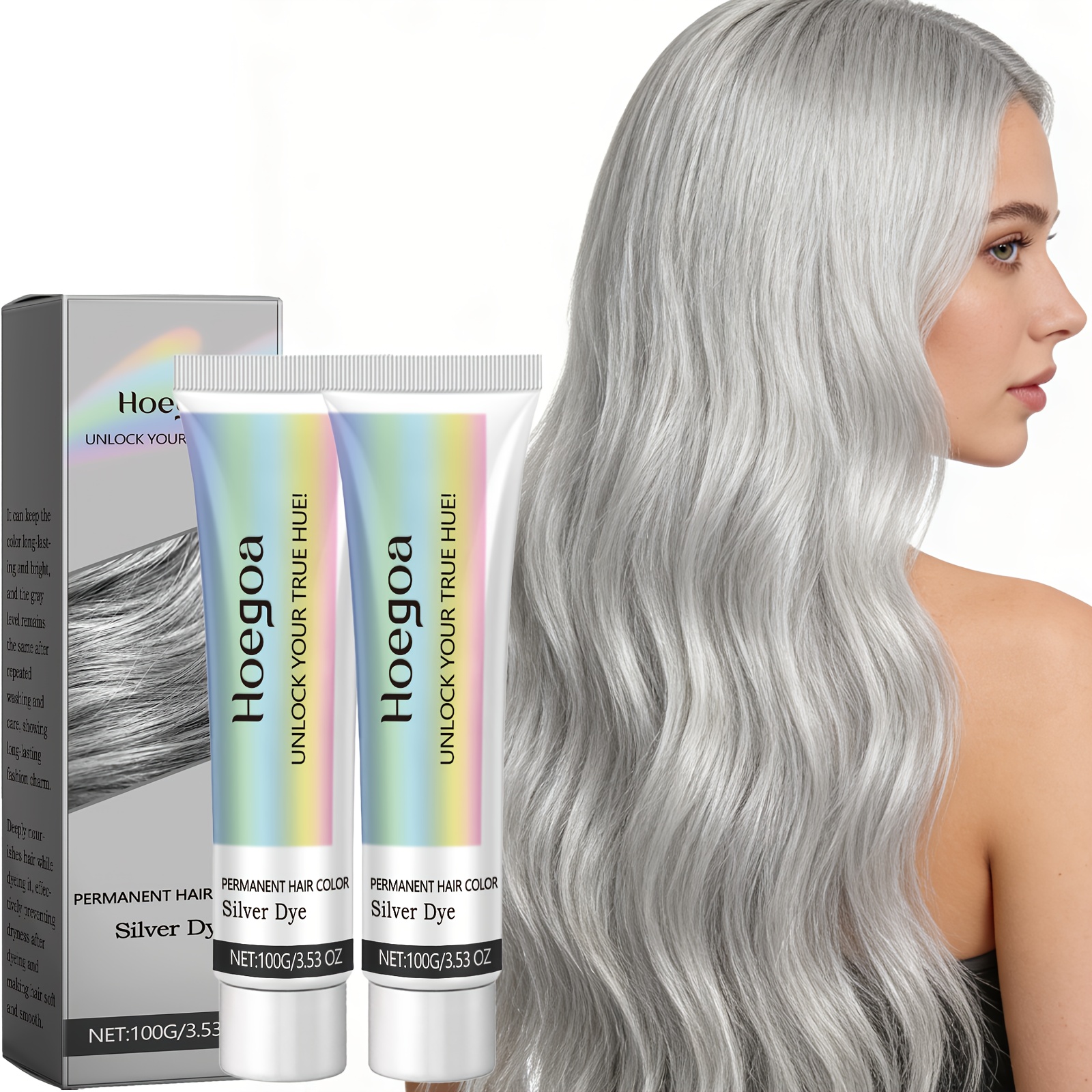 silvery hair dye uniform color long - Temu Mauritius