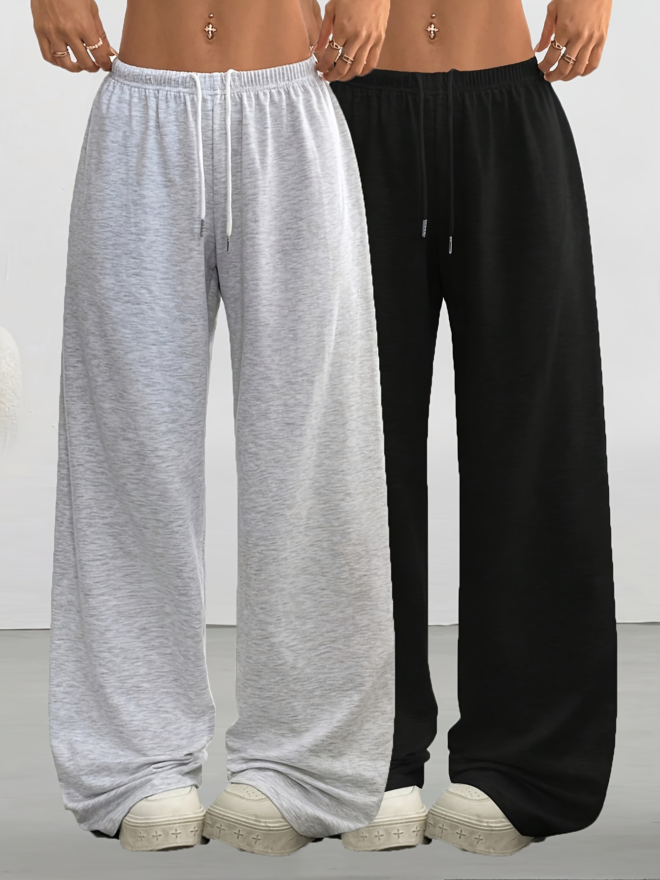 damjoggers 2 pack – lätta elastiska byxor med dragsko - Temu Sweden