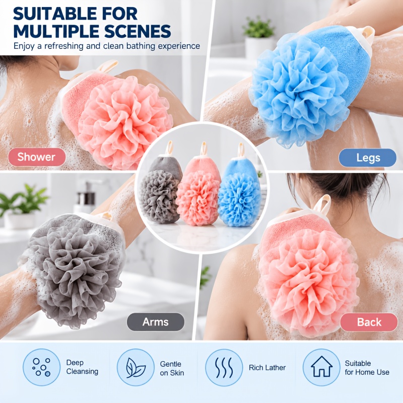 5pcs Bathroom Massage Mats with Scrub Gloves and Hooks