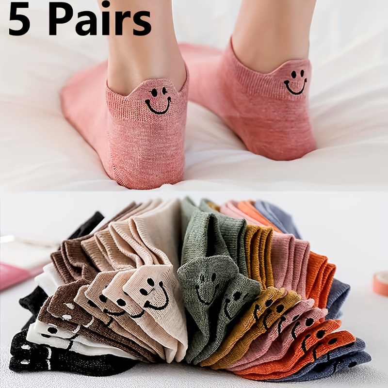 

5 Paires de Chaussettes Cheville Unisexes, Polyester 95% & Elastane 5%, Tissu Tricoté, Couleur Unie, Confortables & Respirantes, Lavables en Machine, Chaussettes Courtes de Sport à Bas-Bras