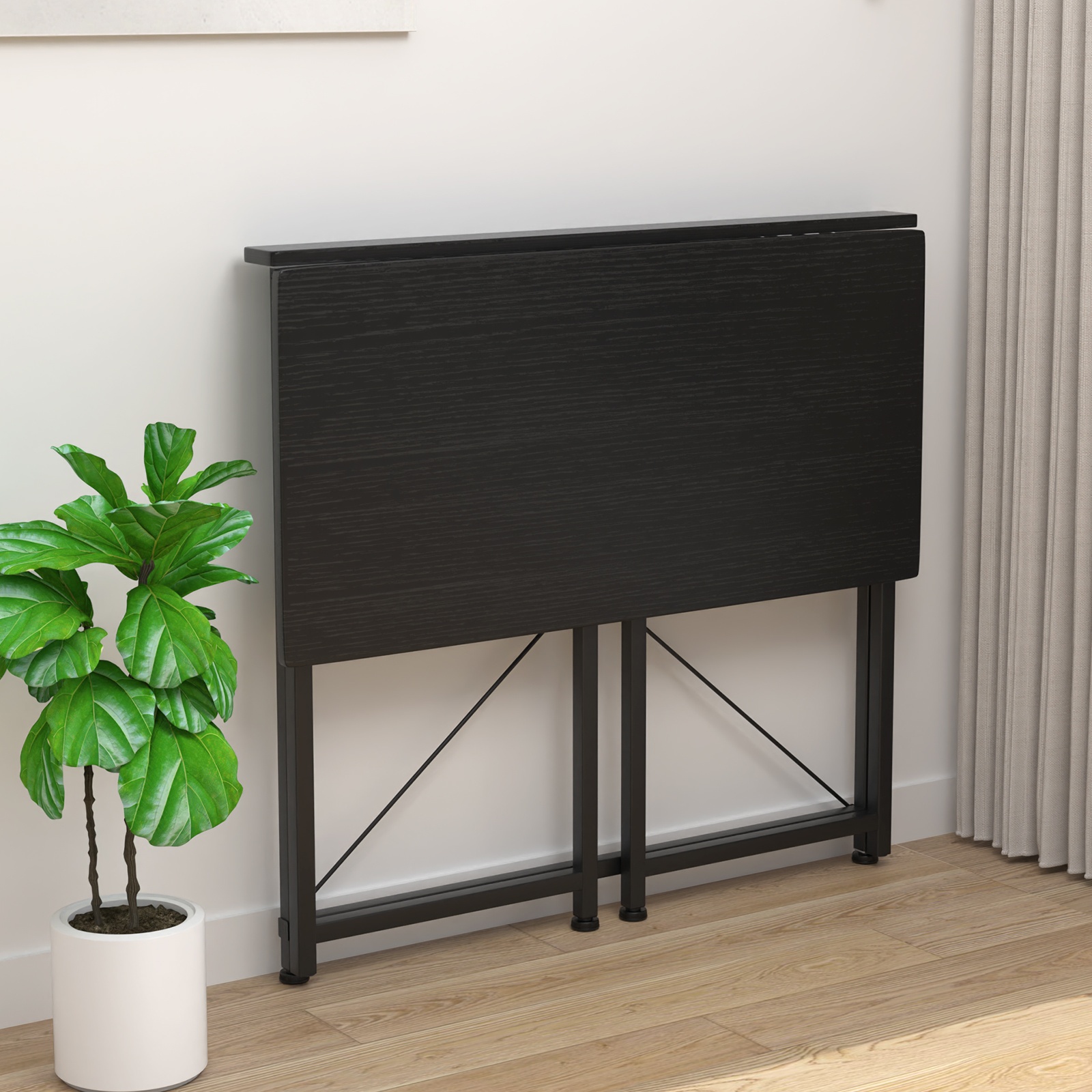 TEMU Table de Bureau Pliable Chleby - Table d'Ordinateur Portable Blanche 80x45,5x74 cm