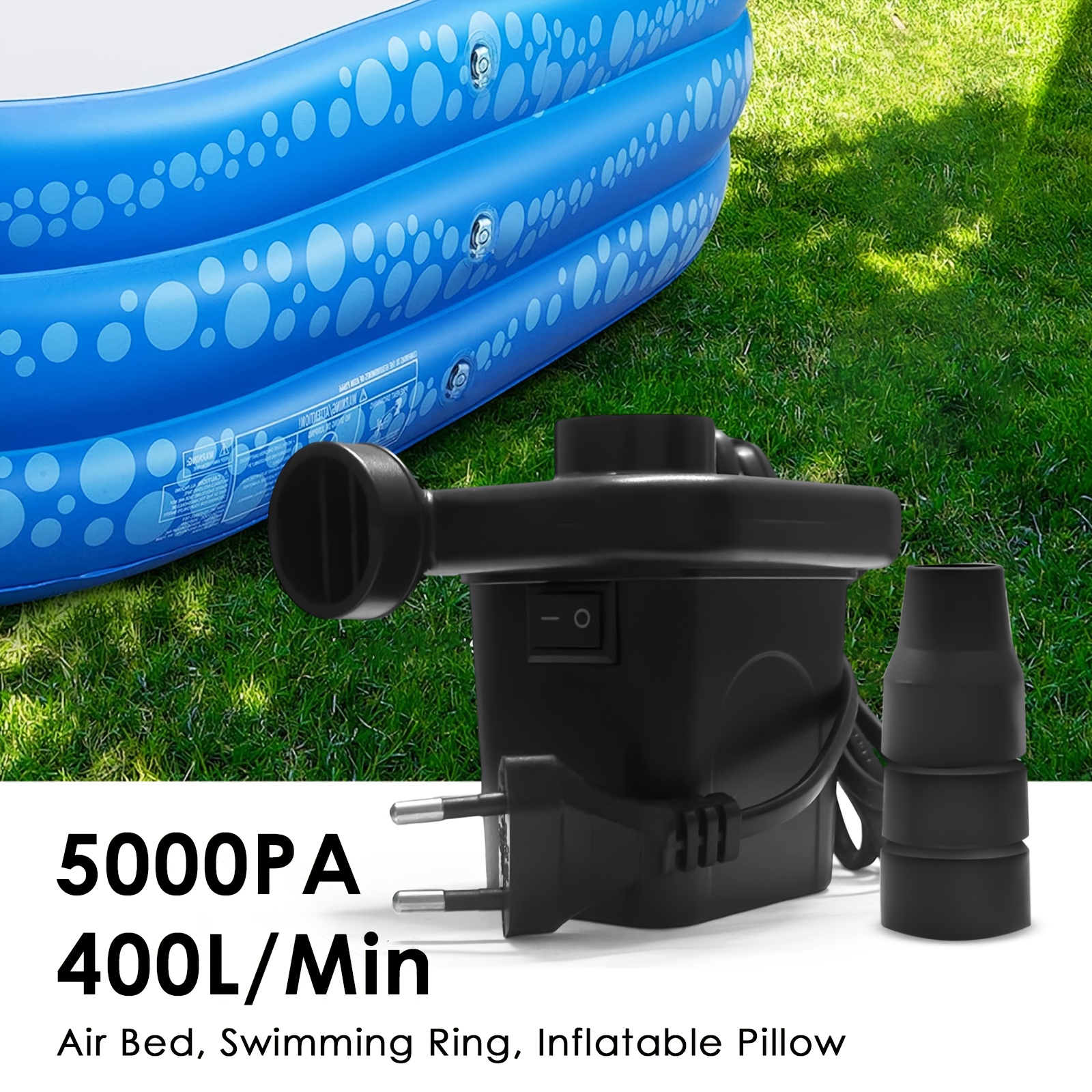 high power portable electric air mattress pump fast inflation deflation compatible with all air beds camping mats and pool floats with 3 nozzles for party supplies inflatable christmas santa claus inflator for party wedding birthday christmas decor
