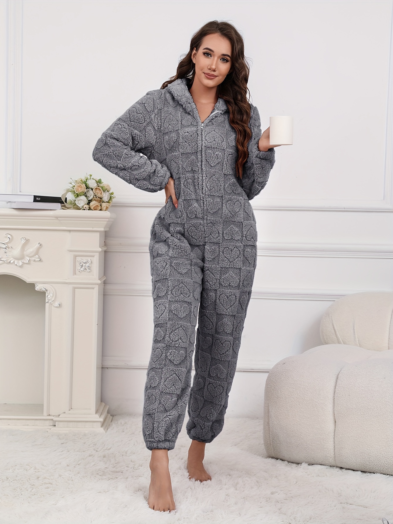 Fleece Jumpsuit Winter Jumpsuit Womens SHOPESSA One Piece Fleece