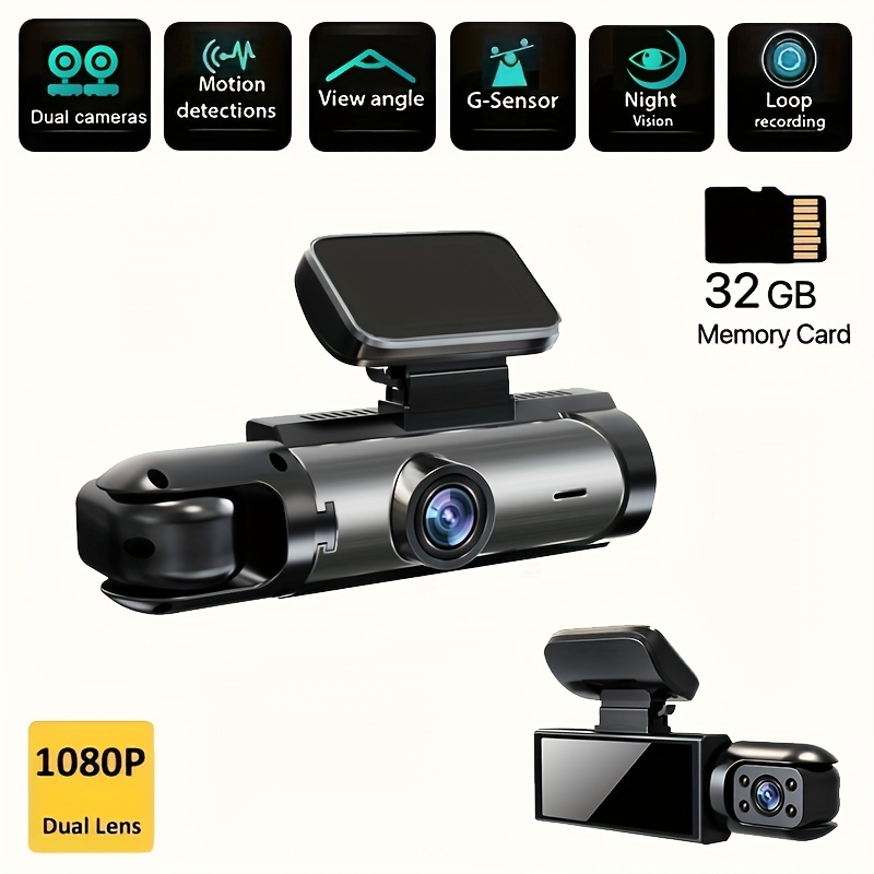 

1080p Dual-lens Car Dash Cam - Front And Inside Recording, Ir Night Vision, Loop Recording, , 3.16" Ips Screen - High- Vehicle Camera For