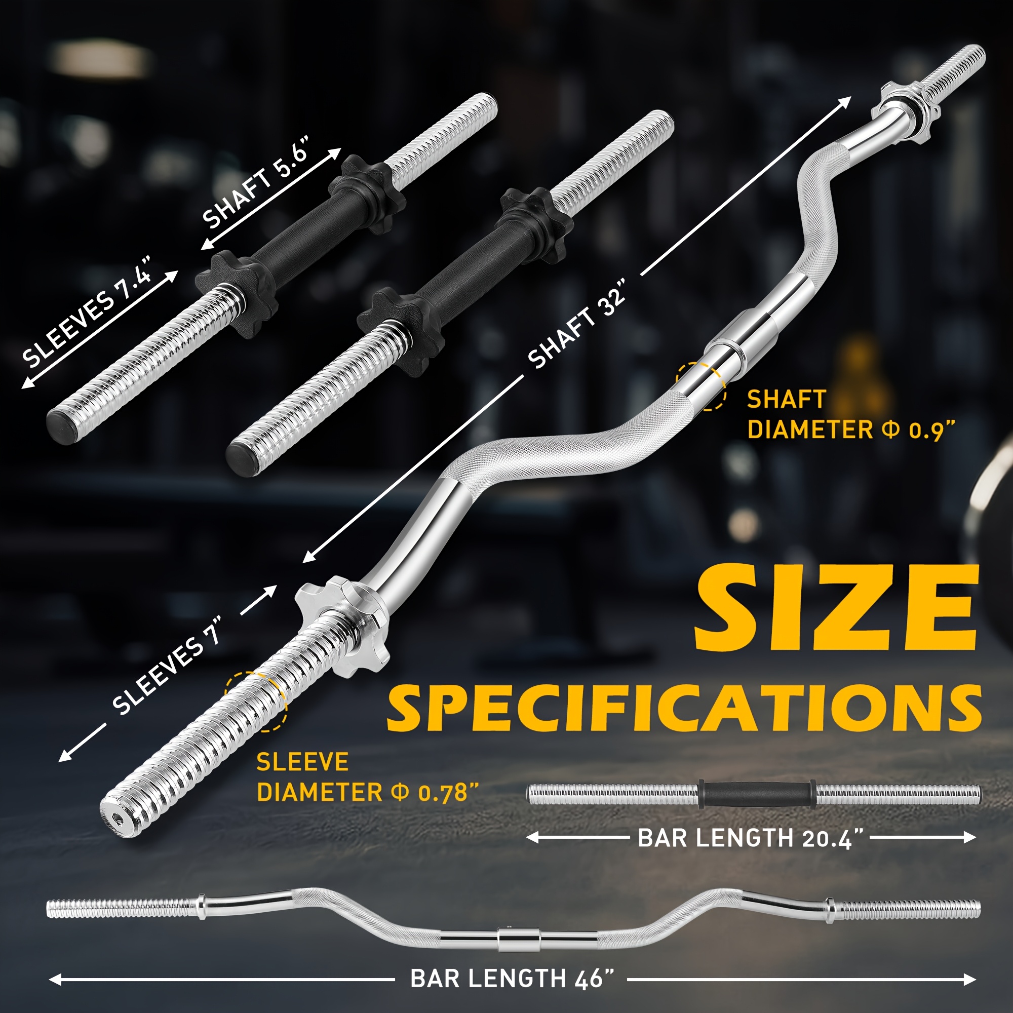 70LB 2in 1 Barbell Set, Curl Bar & Weights, Lifting Dumbbells Used As Barbell for Whole Body Workouts