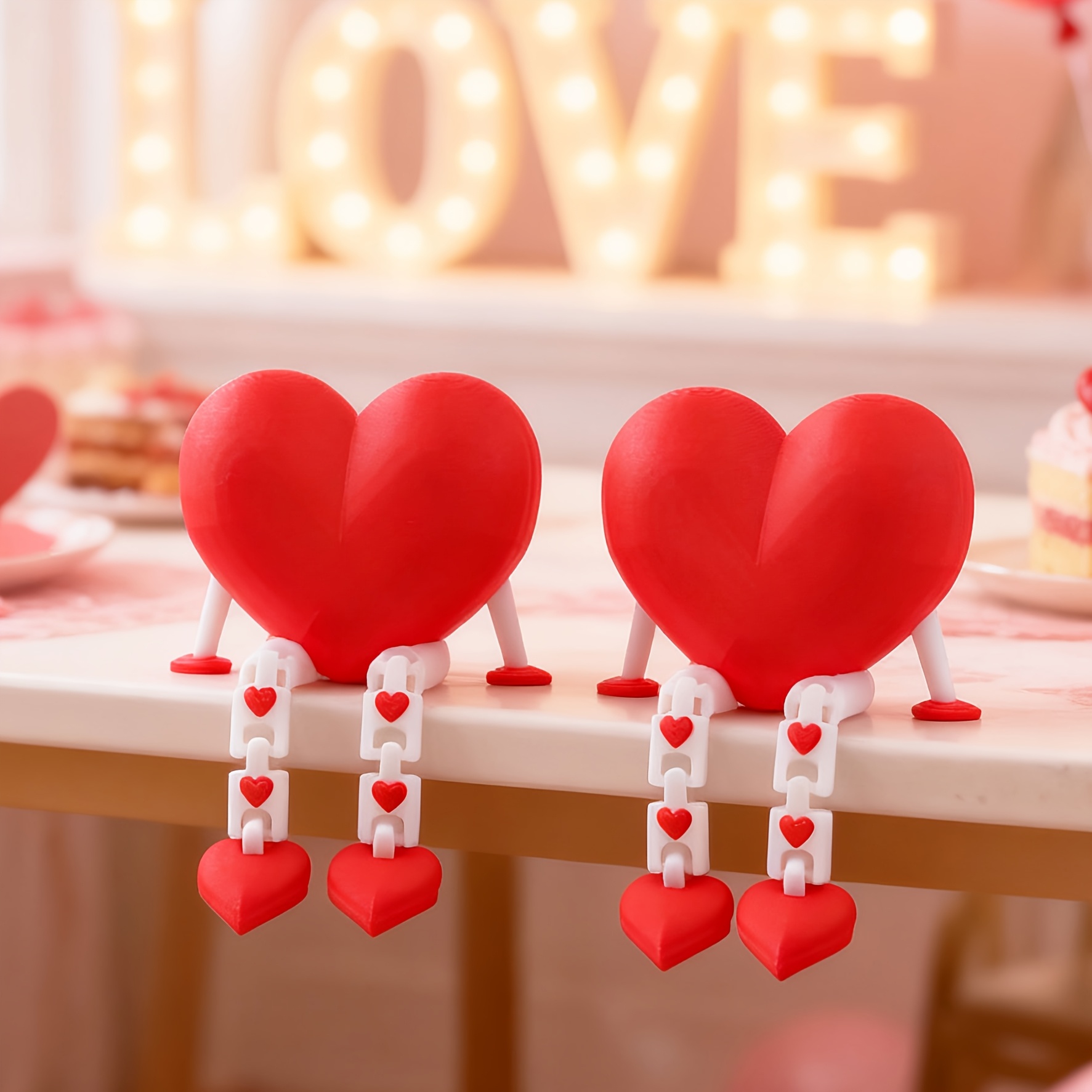 3d Printed Heart-shaped Decorative Ornament, Suitable For Indoor/outdoor, Room, Office Romantic Styling Desktop Table Entrance Decor, Valentine's Day Birthday Anniversary Gift