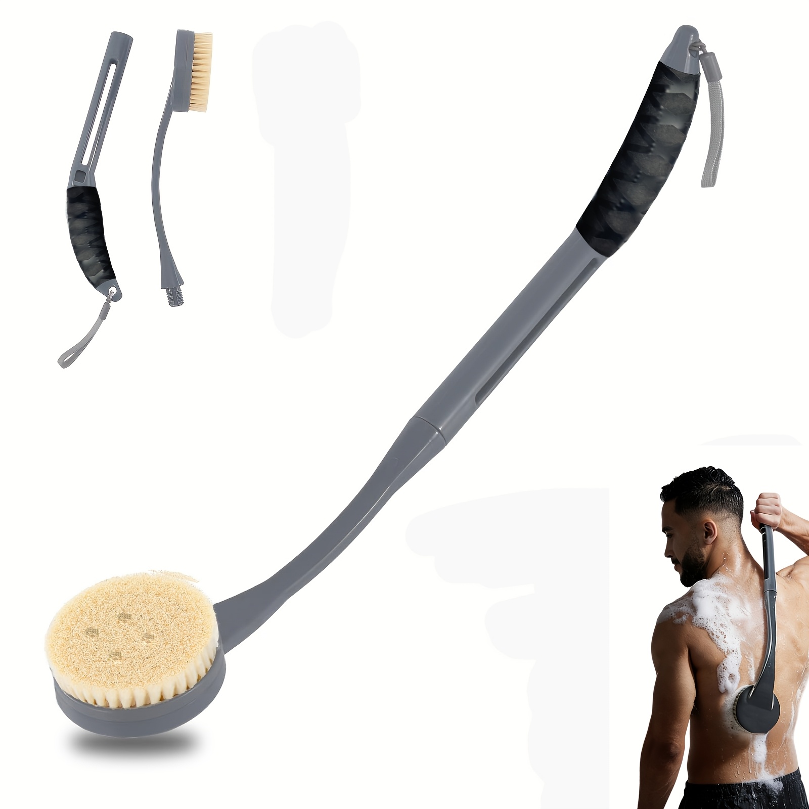 Image of Back Scrubber For Shower – 20. 5" Detachable Long Handle Bath Brush With Soft Bristles, Exfoliating & Deep Cleaning Body Brush For Back, Feet & Skin Care – Ideal For Seniors & Mobility