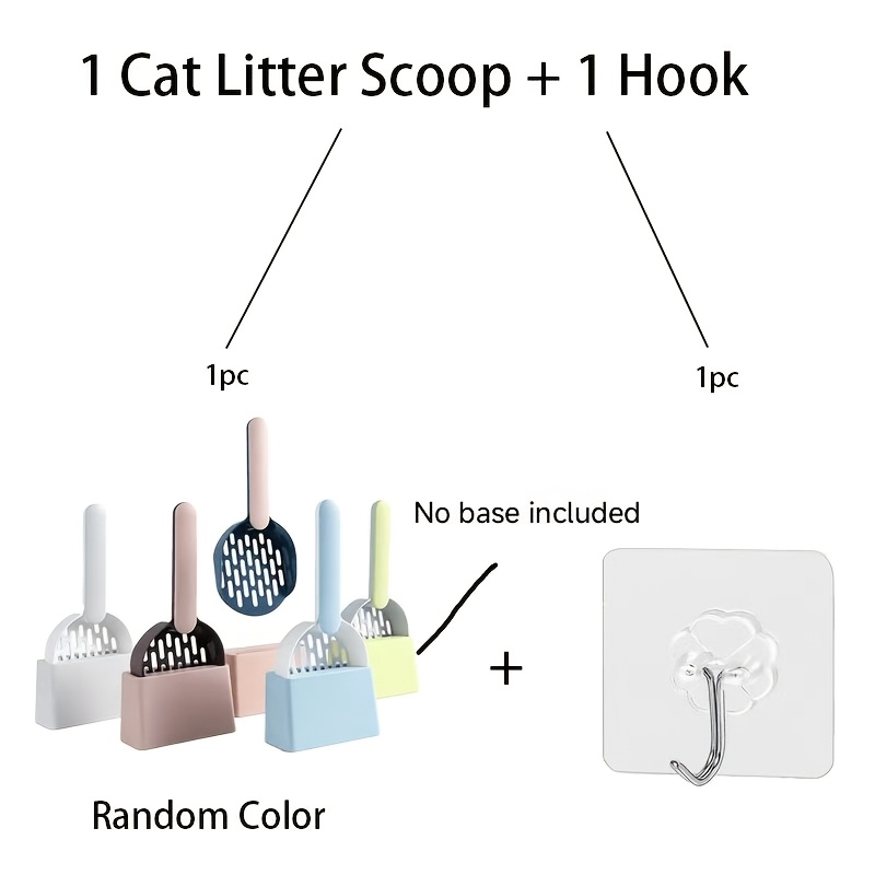 TEMU 2pcs Set Includes 1 And 1 Wall-mounted Hook Portable Lightweight Pet Cleaning Litter Box Bathroom Kitchen Wall Hanging Pet Supplies