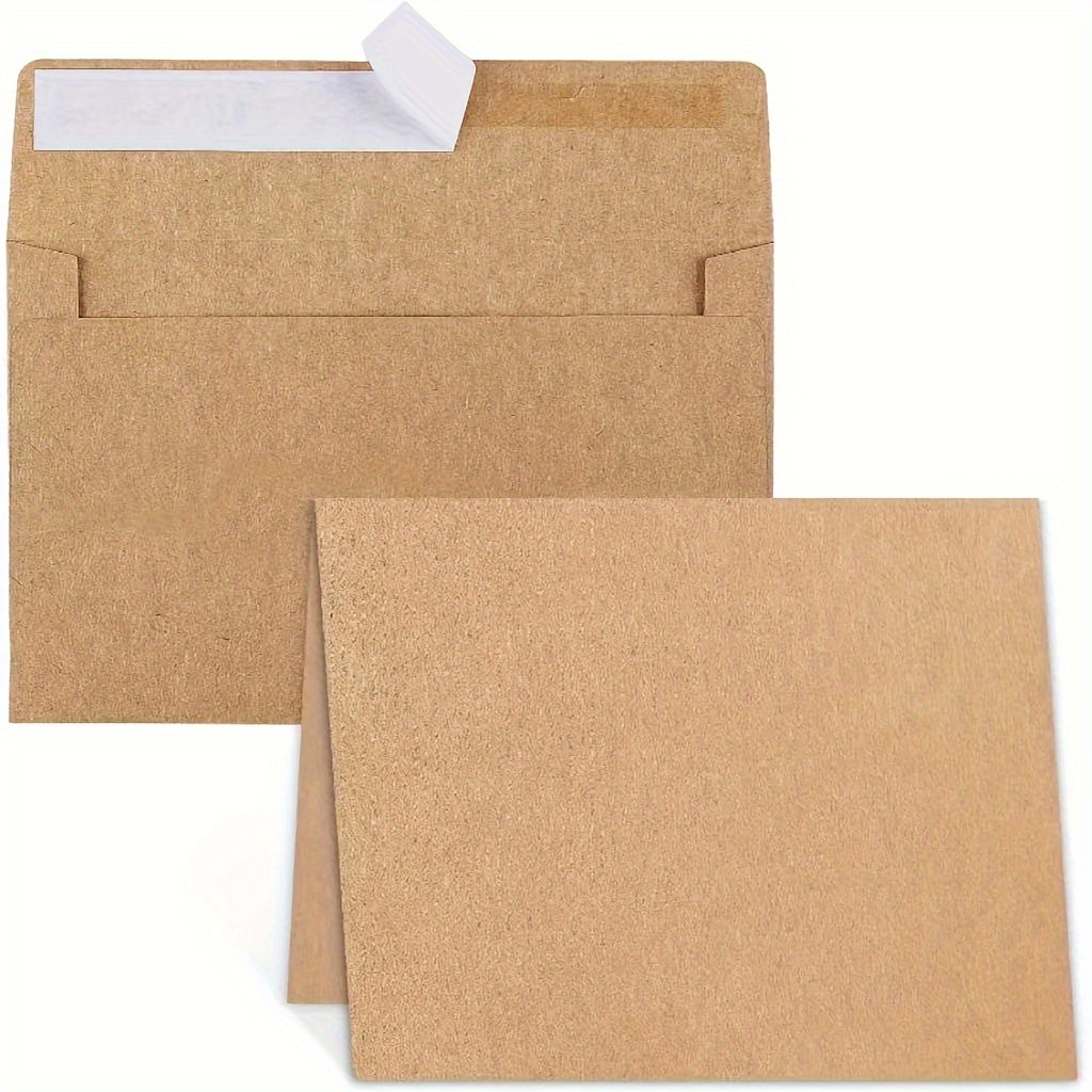 

Cartes d'invitation vierges en papier kraft brun avec enveloppes - Paquet de 20/40/60/100 - Cartes de remerciement pliées de 4x6 pouces pour mariages, fiançailles, anniversaires et plus