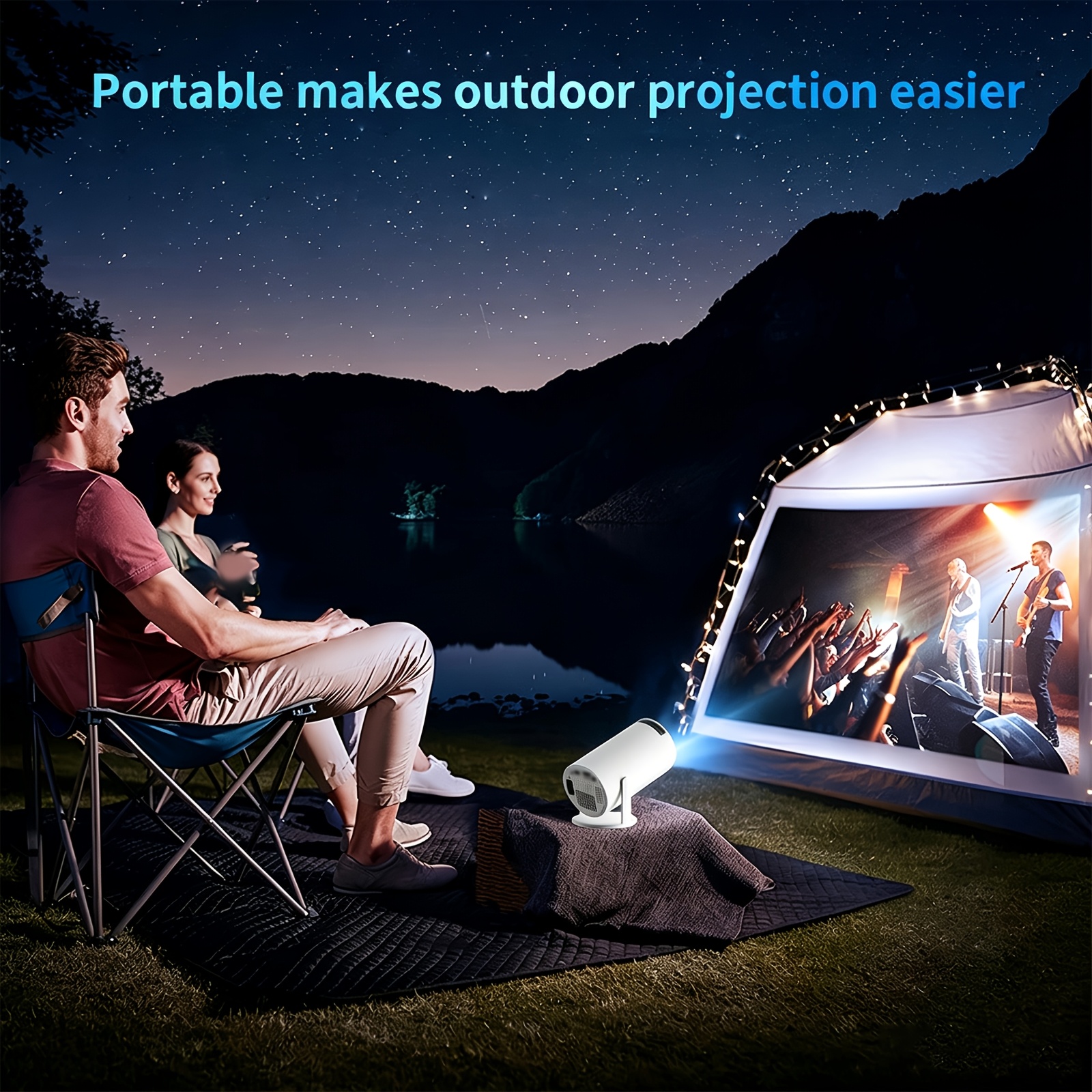 TEMU Projecteur Hy300Pro, Local 720P, 100 ANSI , la vidéo 1080P, Mini projecteur portable fil Wifi-6 5.3