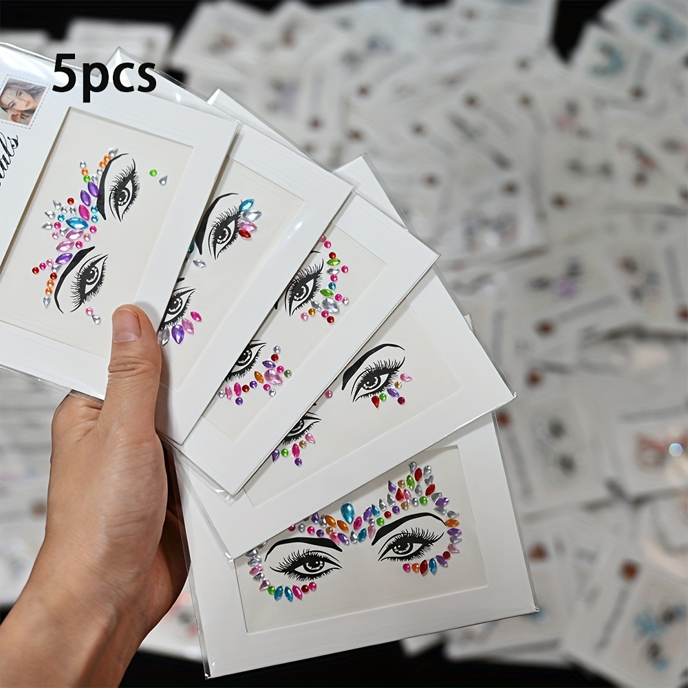 E-shop Funkenlicht Gesichtsjuwelen Aufkleber-Set Temporäre Gesichtsschmuck Dekoration Geeignet für Feste, Cosplay und Partys