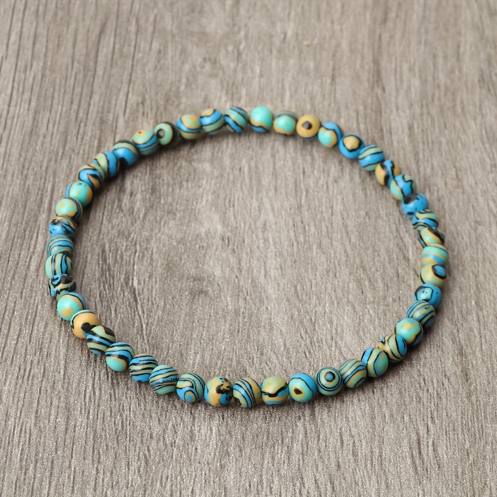 Handmade 4mm Artificial Malachite Bracelet, Prayer & Family Wear