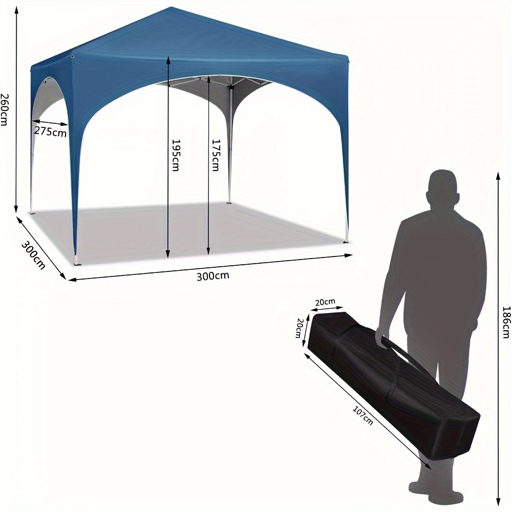 1pc Pergola Pop-Up Étanche, Cadre en Alliage, 3x3m, Installation Facile, Structure Robuste, avec Fermeture à Cordon, pour Gazebo de Jardin, Abri de Plage, Tente Pagode de Camping