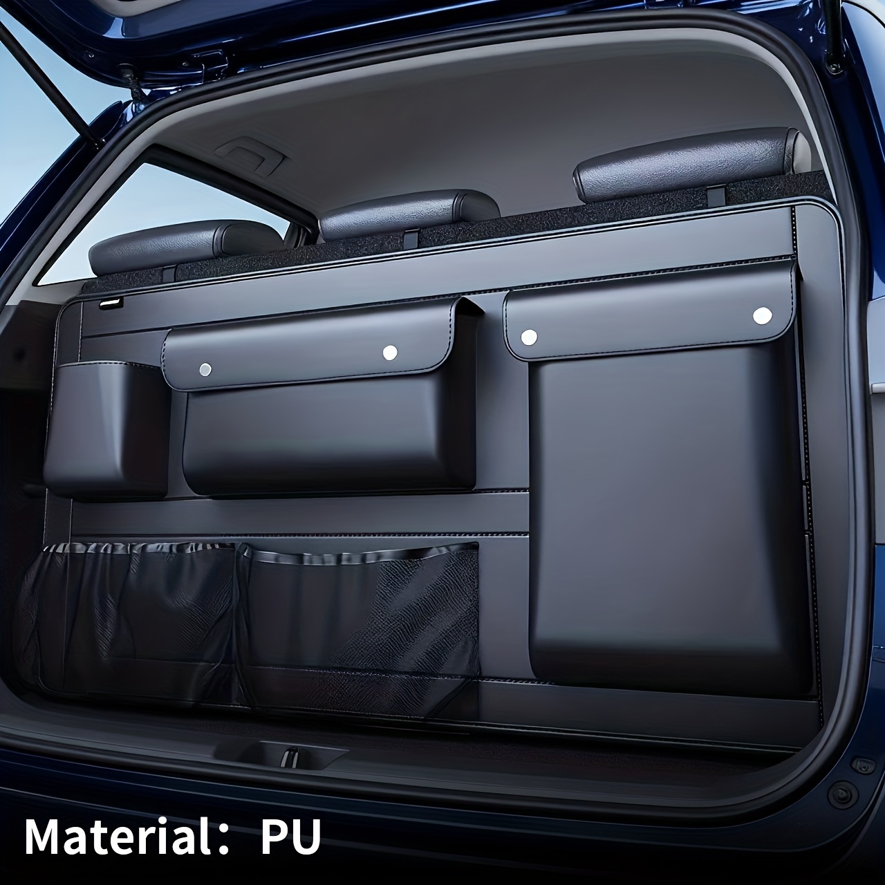 TEMU [pvc/pu Material ] Car Trunk Storage Bag Foldable Car Organizer Bag Multifunctional Car Interior Trunk Clutter Organizer Box