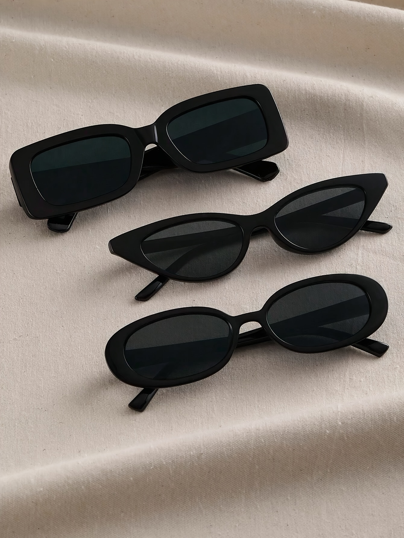 3 pcs geometric black frame glasses for women   lens for hiking travel and daily use details 0