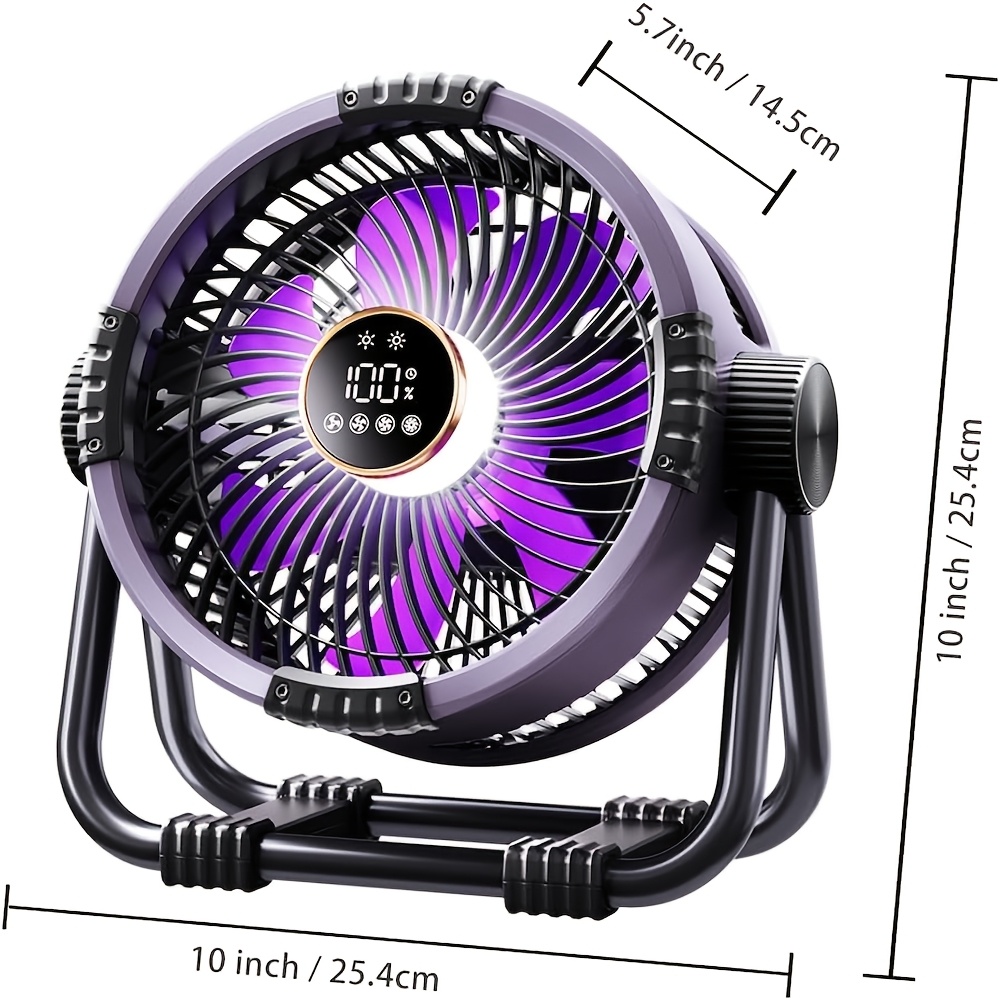 Camping Fan Designed for Outdoor Use, Capable of Blowing Cold Air Up to 30 Feet (10 Meters) Away, Featuring 4 Speed Settings And a 90-Degree Adjustable Tilt, Powered by a 20000Mah Battery And Equipped with a Hook